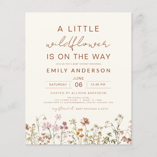 Terracotta A Little Wildflower Baby shower (Voorkant)