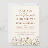 Terracotta A Little Wildflower Baby shower Kaart (Voorkant)
