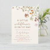 Terracotta A Little Wildflower Baby shower Kaart (Staand voorkant)