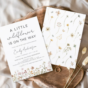 Terracotta A Little Wildflower Baby shower Kaart