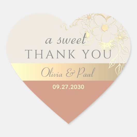 Terracotta A Sweet Bedankt voor je huwelijk Hart Sticker (Voorkant)