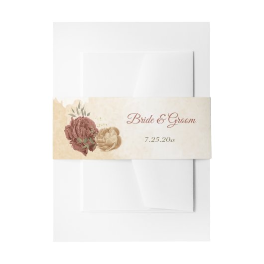 terracotta aardachtig bloemengroen bruiloft uitnodigingen wikkel (Voorkant Voorbeeld)