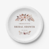 Terracotta Aardetone Bloem Boho Bruiloft Feest  Papieren Bordje (Voorkant)