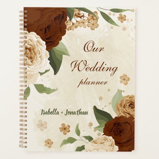 terracotta aardetone bloemige bruiloft planner (Voorkant)