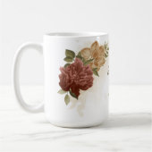 terracotta aardetone bloemige groen koffiemok (Links)