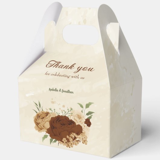 terracotta aardetoon bloemenbruiloft bedankdoosjes (Voorkant)