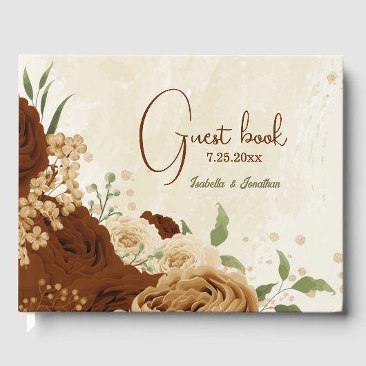 terracotta aardetoon bloemenbruiloft gastenboek (Voorkant)