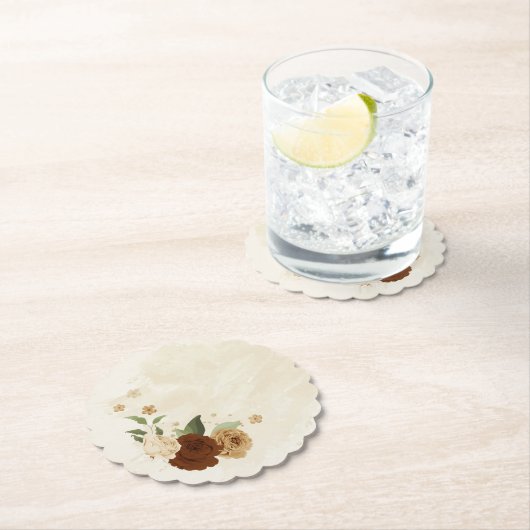 terracotta aardetoon bloemenbruiloft kartonnen onderzetters (Insitu)