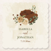 terracotta aardetoon bloemenbruiloft kartonnen onderzetters (Voorkant)