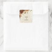 terracotta aardetoon bloemenbruiloft vierkante sticker (Tas)