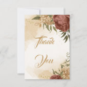 terracotta aardetoon bloemengroen bruiloft bedankkaart (Voorkant)