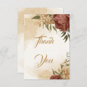 terracotta aardetoon bloemengroen bruiloft bedankkaart (Voorkant / Achterkant)