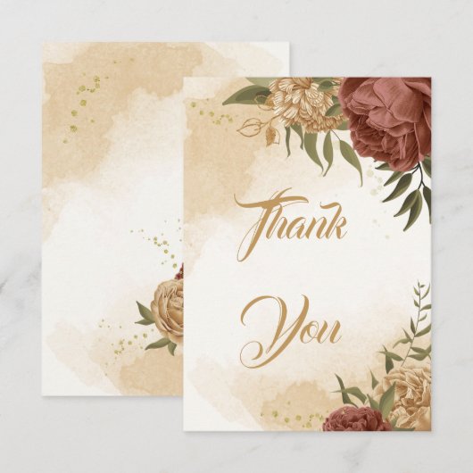 terracotta aardetoon bloemengroen bruiloft bedankkaart (Voorkant / Achterkant)