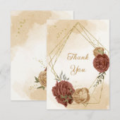 terracotta aardetoon bloemengroen bruiloft bedankkaart (Voorkant / Achterkant)