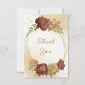 terracotta aardetoon bloemengroen bruiloft bedankkaart (Voorkant)