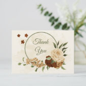 terracotta aardetoon bloemengroen bruiloft bedankkaart (Staand voorkant)