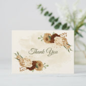 terracotta aardetoon bloemengroen bruiloft bedankkaart (Staand voorkant)