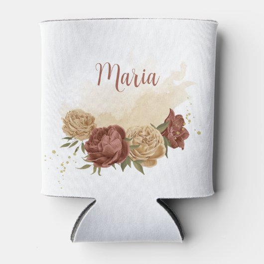 terracotta aardetoon bloemengroen bruiloft blikjeskoeler (Voorkant)