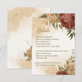 terracotta aardetoon bloemengroen bruiloft informatiekaartje (Voorkant / Achterkant)
