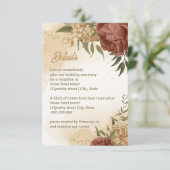 terracotta aardetoon bloemengroen bruiloft informatiekaartje (Staand voorkant)