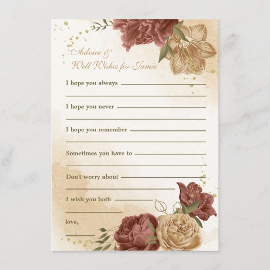 terracotta aardetoon bloemengroen bruiloft informatiekaartje (Voorkant)