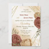 terracotta aardetoon bloemengroen bruiloft kaart (Voorkant)