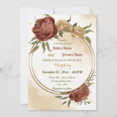 terracotta aardetoon bloemengroen bruiloft kaart (Voorkant)