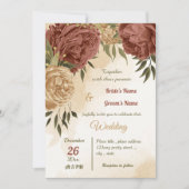 terracotta aardetoon bloemengroen bruiloft kaart (Voorkant)