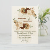terracotta aardetoon bloemengroen bruiloft kaart (Staand voorkant)
