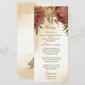 terracotta aardetoon bloemengroen bruiloft menu (Voorkant / Achterkant)