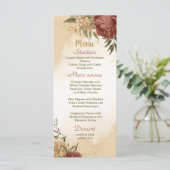 terracotta aardetoon bloemengroen bruiloft menu (Staand voorkant)