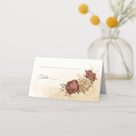 terracotta aardetoon bloemengroen bruiloft plaatskaartje