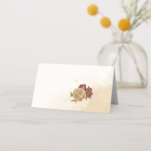 terracotta aardetoon bloemengroen bruiloft plaatskaartje (Achterkant)