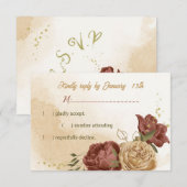 terracotta aardetoon bloemengroen bruiloft RSVP kaartje (Voorkant / Achterkant)
