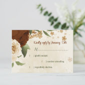 terracotta aardetoon bloemengroen bruiloft RSVP kaartje (Staand voorkant)