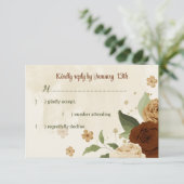terracotta aardetoon bloemengroen bruiloft RSVP kaartje (Staand voorkant)