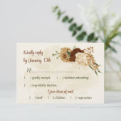 terracotta aardetoon bloemengroen bruiloft RSVP kaartje (Staand voorkant)