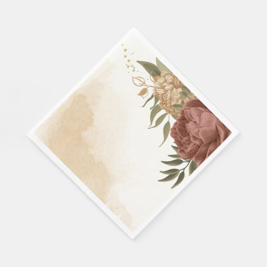 terracotta aardetoon bloemengroen bruiloft servet (Hoek)