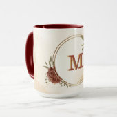 terracotta aardetoon bloemengroen koffie mok (Voorkant links)