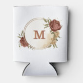 Terracotta aardetoon bloemengroen monogram blikjeskoeler (Voorkant)