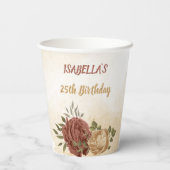 terracotta aardetoon bloemengroen papieren bekers (Achterkant)