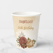 terracotta aardetoon bloemengroen papieren bekers (Voorkant)