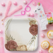 terracotta aardetoon bloemengroen papieren bordje (Feest)