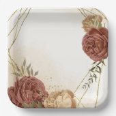 terracotta aardetoon bloemengroen papieren bordje (Voorkant)