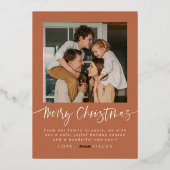 Terracotta Aardetoon Foto Kerstmis Folie Feestdagenkaart (Achterkant)