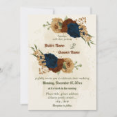 terracotta aardetoon marine bloemengroen bruiloft kaart (Voorkant)