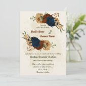 terracotta aardetoon marine bloemengroen bruiloft kaart (Staand voorkant)