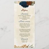 terracotta aardetoon marine bloemengroen bruiloft menu (Voorkant)