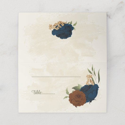 terracotta aardetoon marine bloemengroen bruiloft plaatskaartje (Buitenkant ongevouwen)