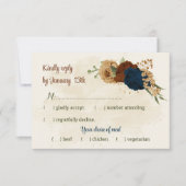 terracotta aardetoon marine bloemengroen bruiloft RSVP kaartje (Voorkant)